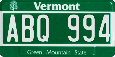 VT license plate ABQ994