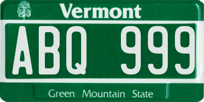 VT license plate ABQ999