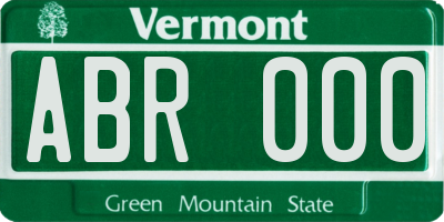 VT license plate ABR000