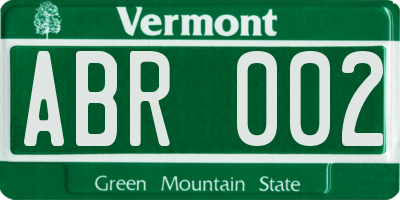 VT license plate ABR002