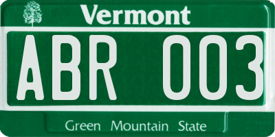 VT license plate ABR003