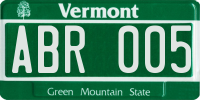 VT license plate ABR005