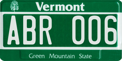 VT license plate ABR006