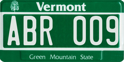 VT license plate ABR009