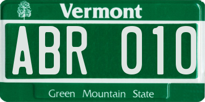 VT license plate ABR010