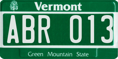 VT license plate ABR013