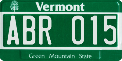 VT license plate ABR015