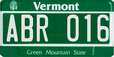 VT license plate ABR016