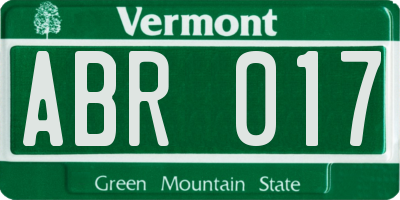 VT license plate ABR017