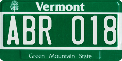 VT license plate ABR018