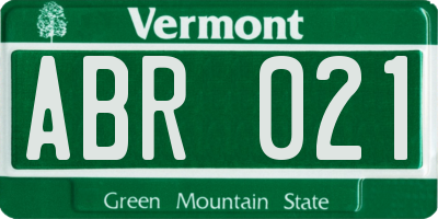 VT license plate ABR021