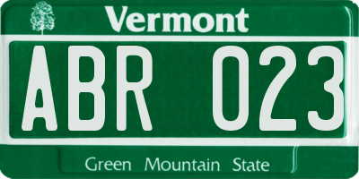 VT license plate ABR023