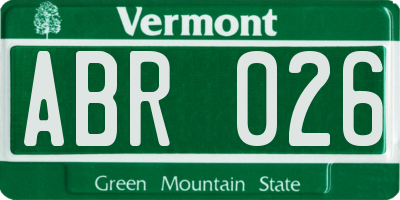 VT license plate ABR026