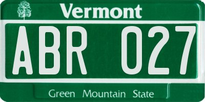 VT license plate ABR027