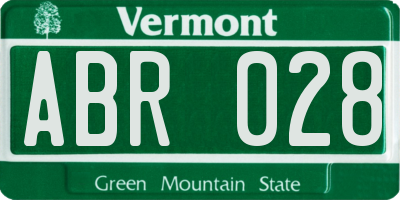 VT license plate ABR028