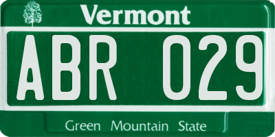 VT license plate ABR029