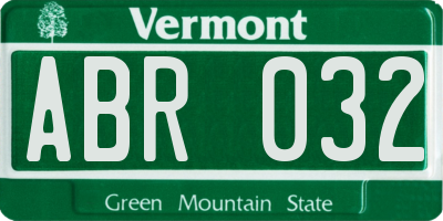 VT license plate ABR032