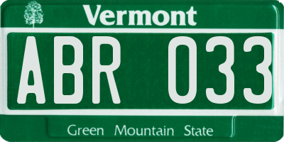 VT license plate ABR033