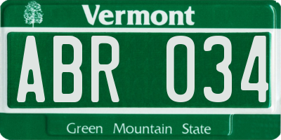 VT license plate ABR034
