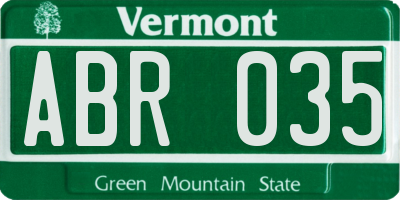 VT license plate ABR035