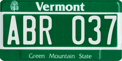 VT license plate ABR037