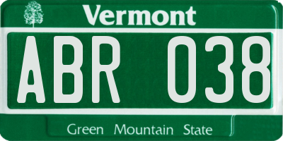 VT license plate ABR038