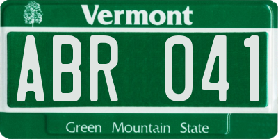 VT license plate ABR041