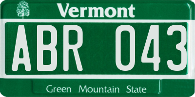 VT license plate ABR043