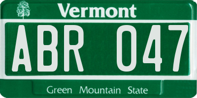 VT license plate ABR047