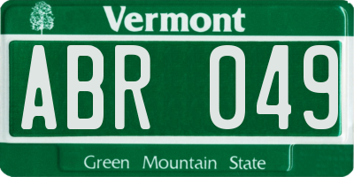 VT license plate ABR049