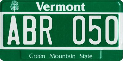 VT license plate ABR050