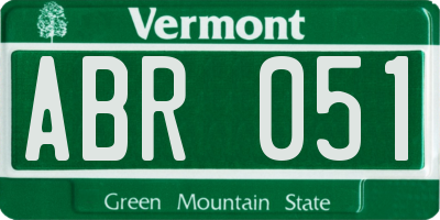 VT license plate ABR051