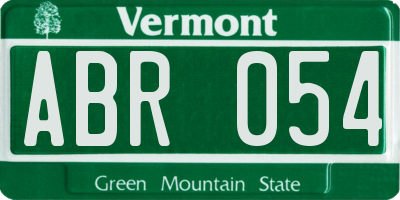 VT license plate ABR054