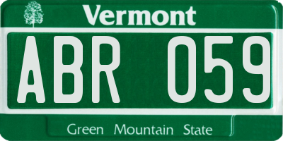 VT license plate ABR059