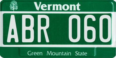 VT license plate ABR060