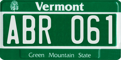 VT license plate ABR061