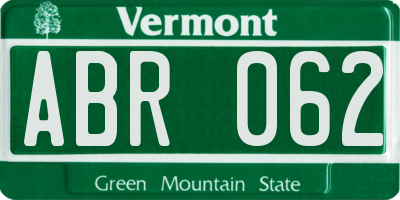 VT license plate ABR062