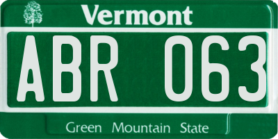 VT license plate ABR063