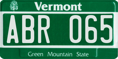 VT license plate ABR065