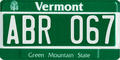 VT license plate ABR067