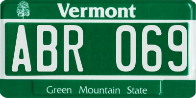 VT license plate ABR069