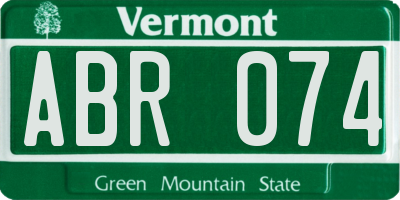 VT license plate ABR074