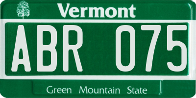 VT license plate ABR075