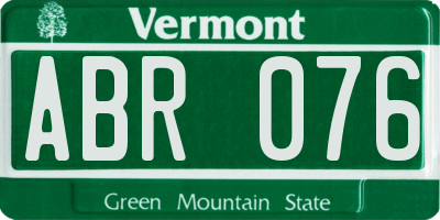 VT license plate ABR076