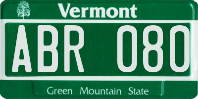 VT license plate ABR080