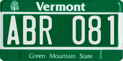 VT license plate ABR081