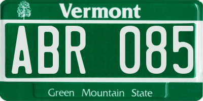 VT license plate ABR085