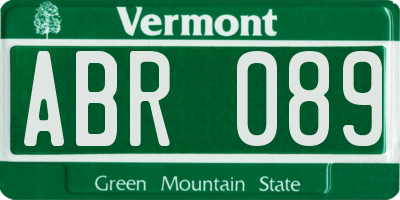 VT license plate ABR089