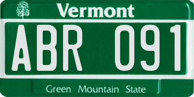 VT license plate ABR091