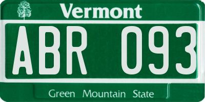 VT license plate ABR093